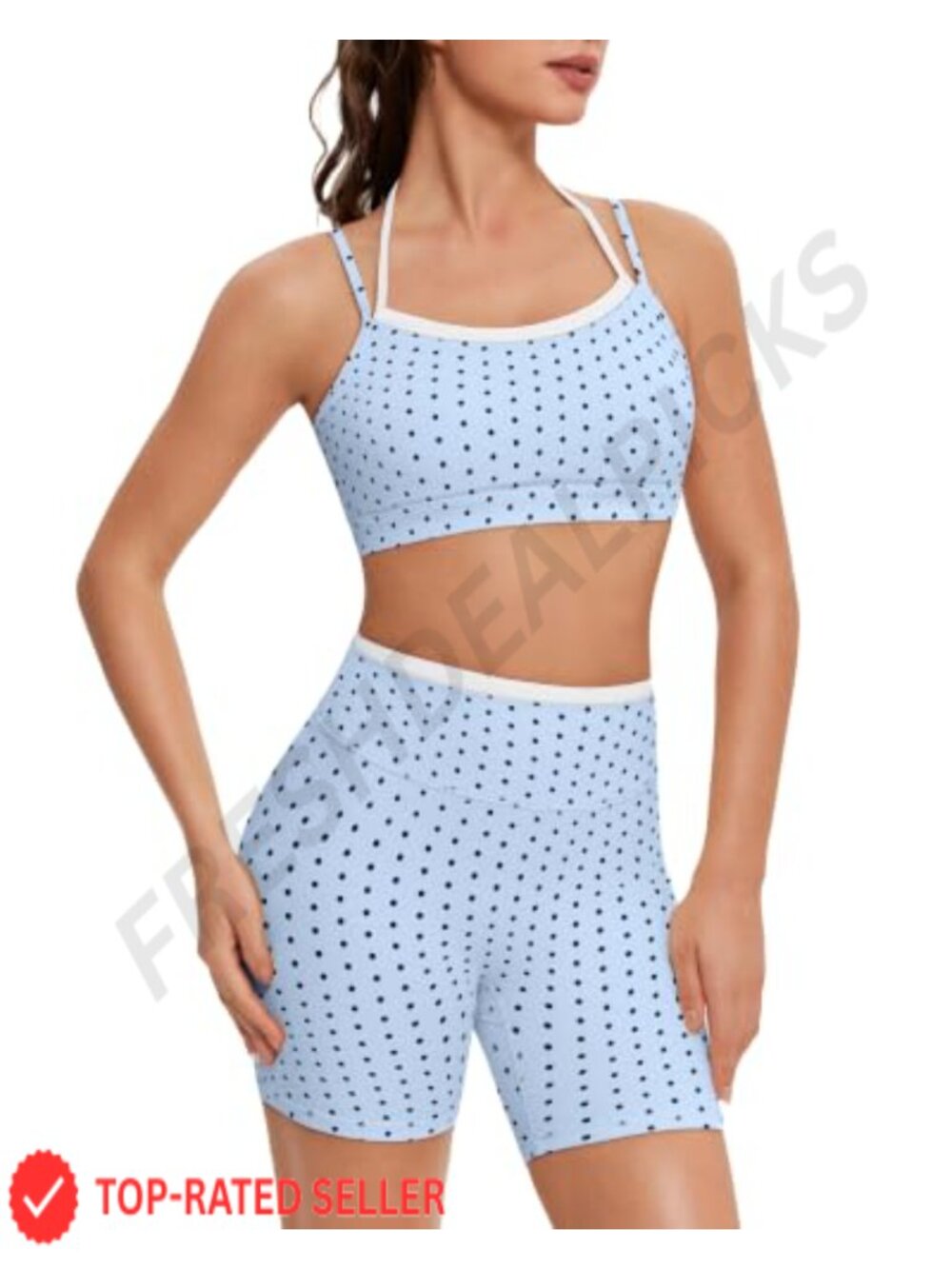 OMKAGI Workout Set Halter Sports Bra & Biker Shorts Activewear